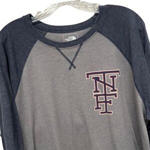 The North Face Mens XL Gray Navy Blue 3/4 Sleeve Raglan Baseball Graphic T-Shirt
